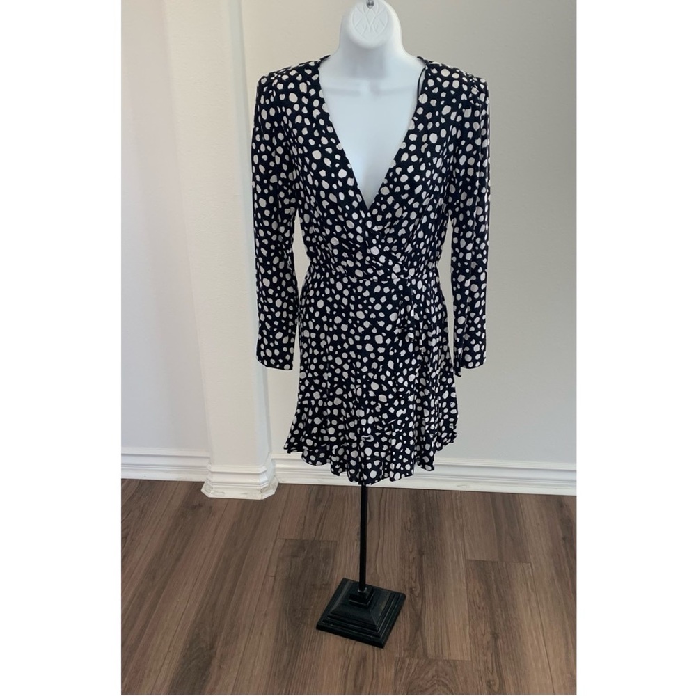 New Black & White Wrap Dress
